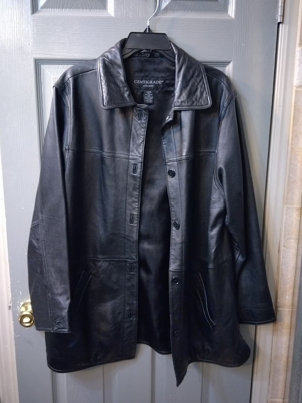 Women's CENTIGRADE Button Down Leather Coat